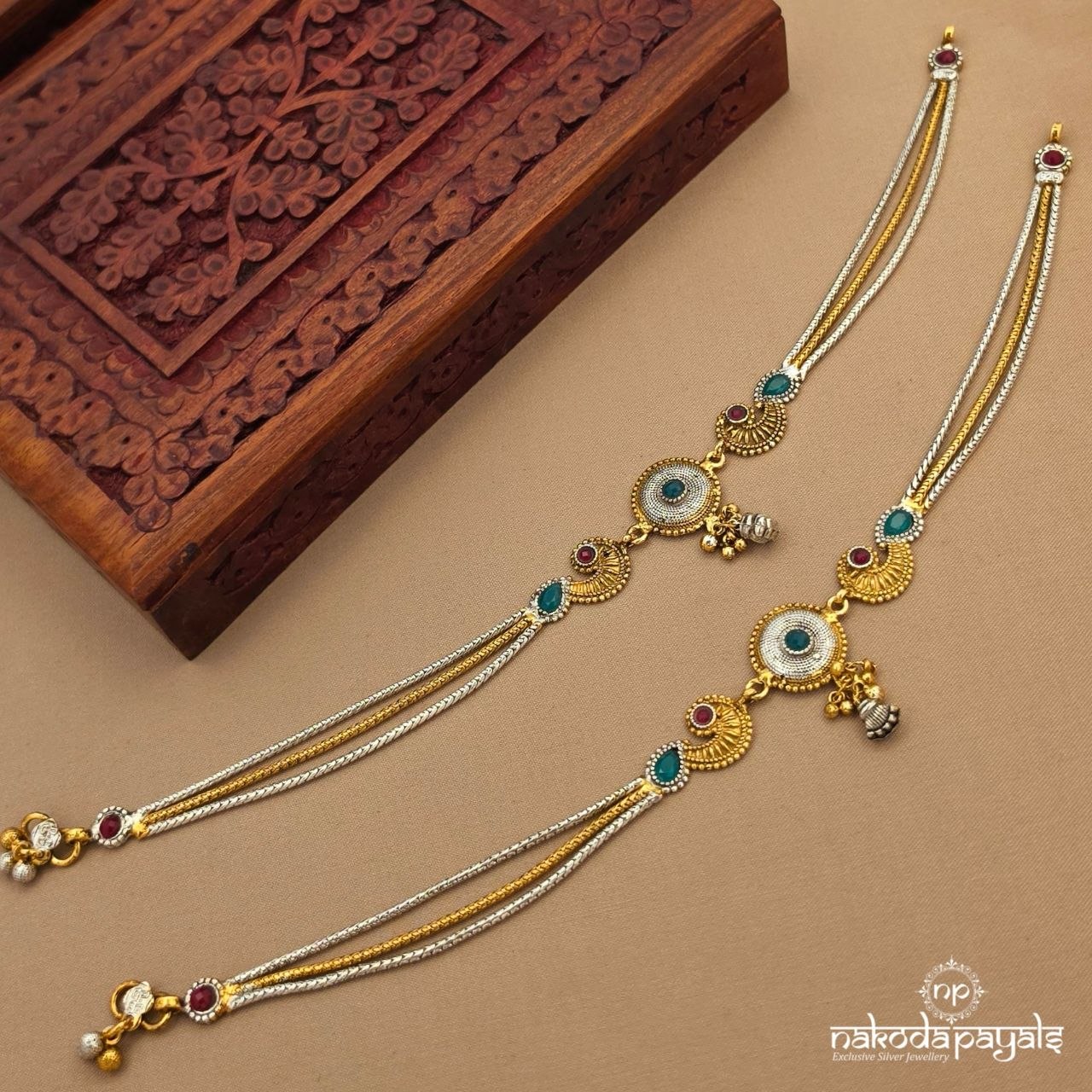 Endearing Peacock Anklets Dual Tone (A7015)
