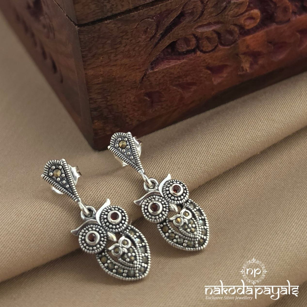 Marcasite Owl Earrings (St4161)