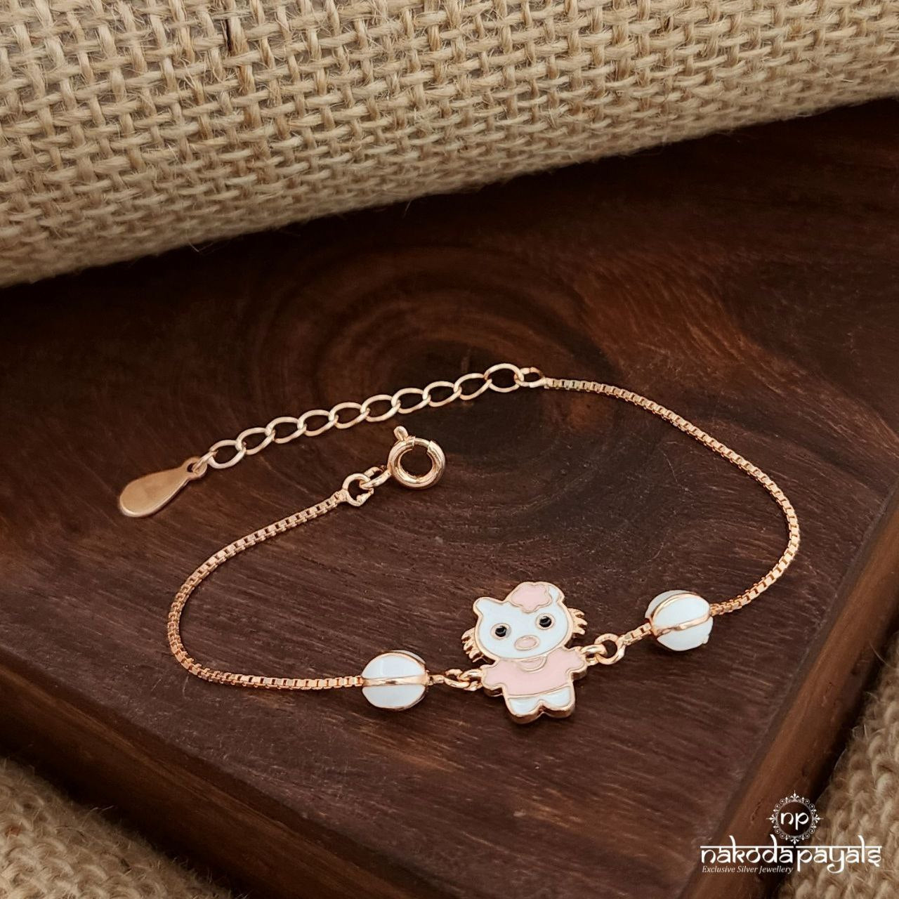 Rose Gold Pink Doll Kids Bracelet (Ka9378)