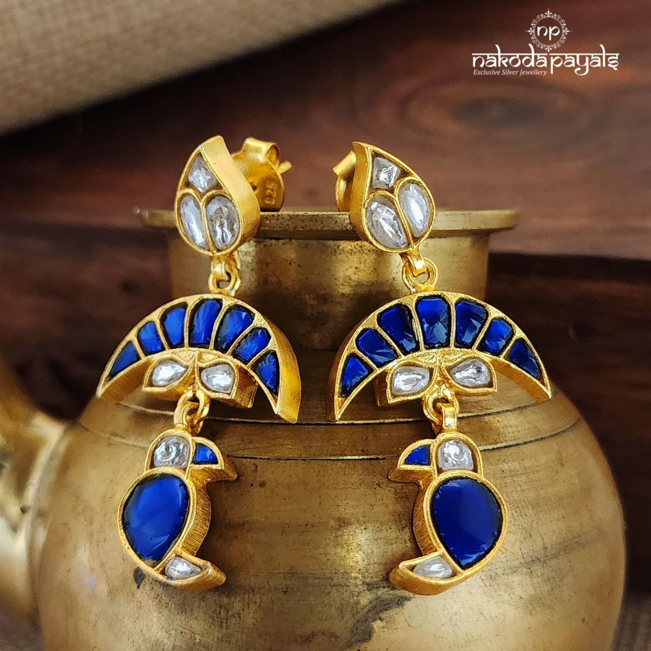 Blue Birdy Kundan Earrings (Ge8392)
