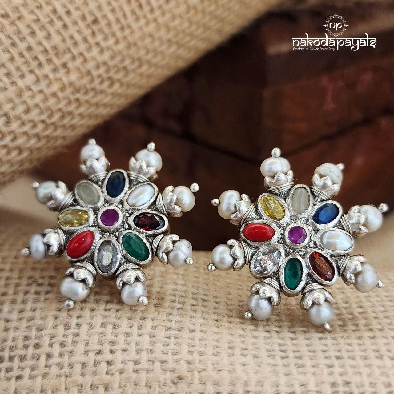 Coruscating Navratna Studs (C1929)