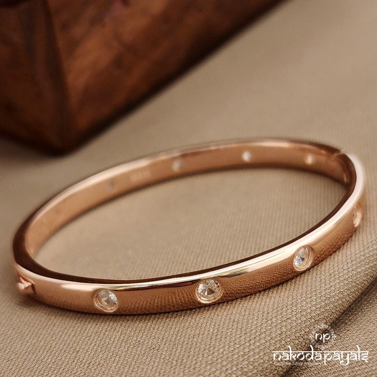 White Rose Gold CZ Kada (St3768)