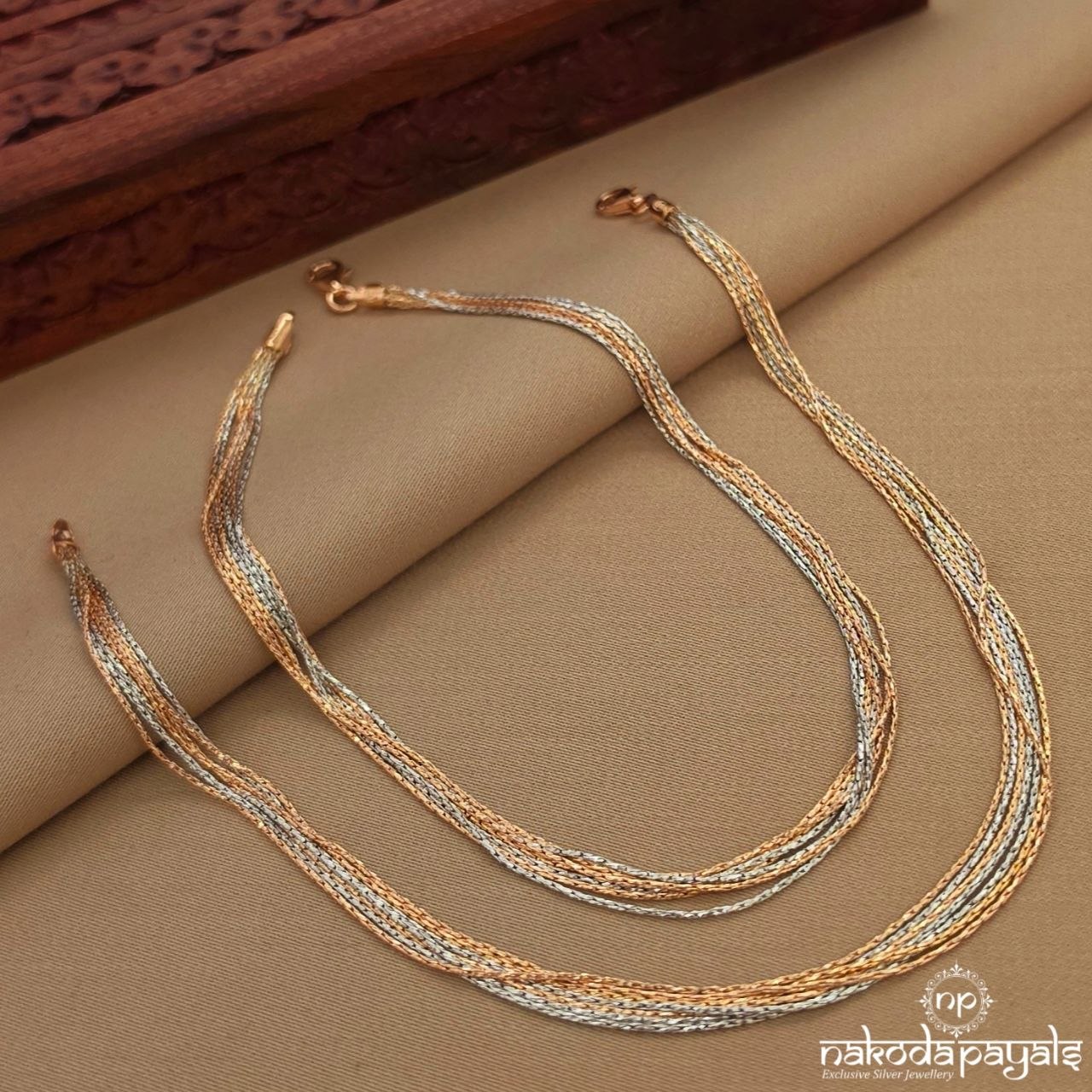 Rose Gold Seven Line Anklet (A6865)