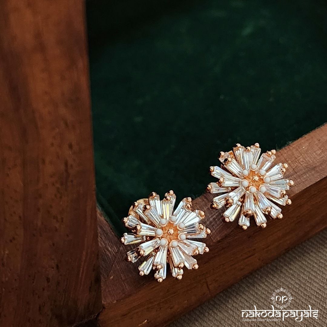 Rose Gold Sparkling Earrings (St3622)