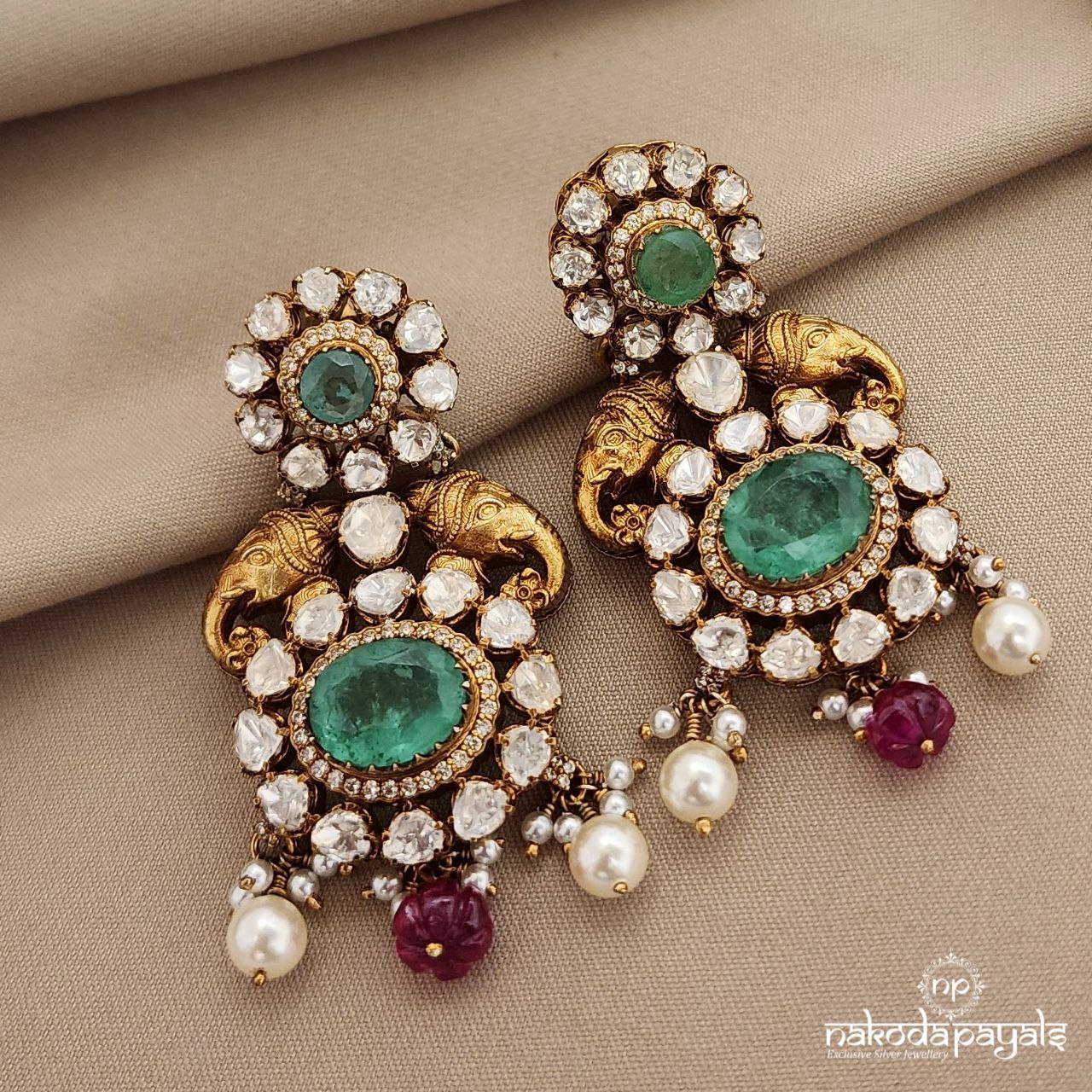 Grand Moissanite Neckpiece With Earrings (Gn9028)