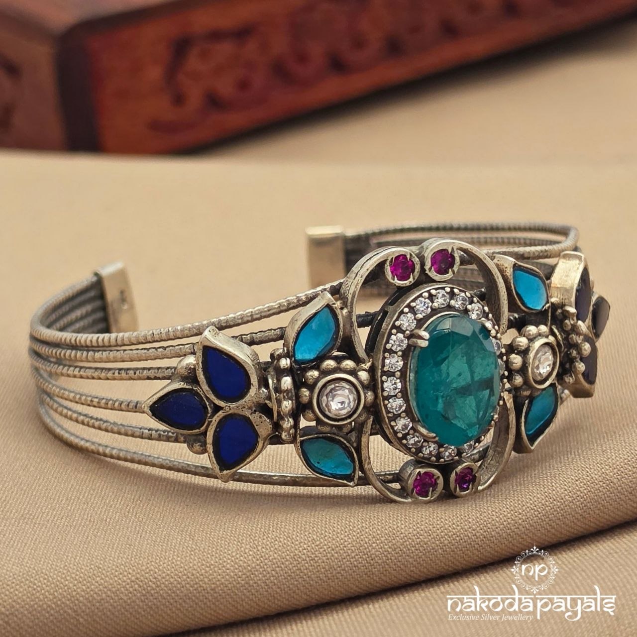 Torquoise Adjustable Cuff Kada (K6342)