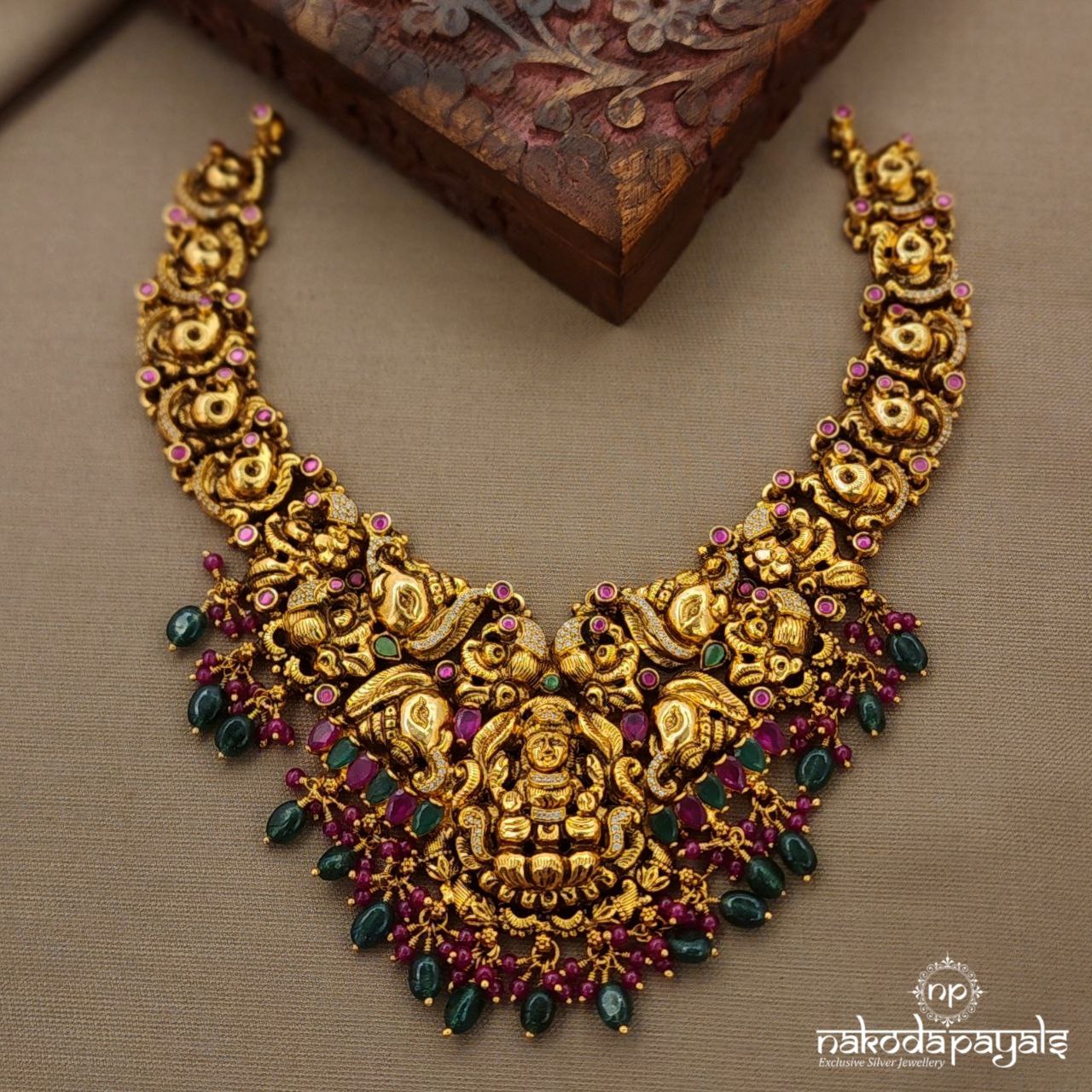 Green Dot Lakshmi Kemp Neckpiece (Gn9808)