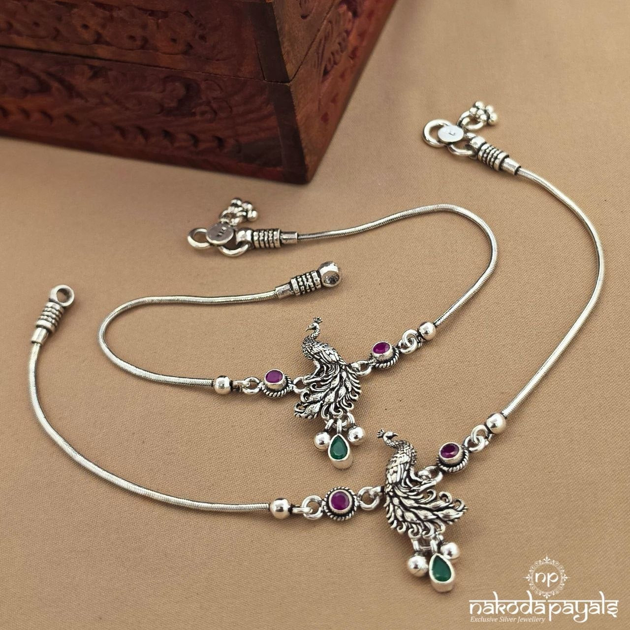 Green Drop Peacock Anklet (A7090)