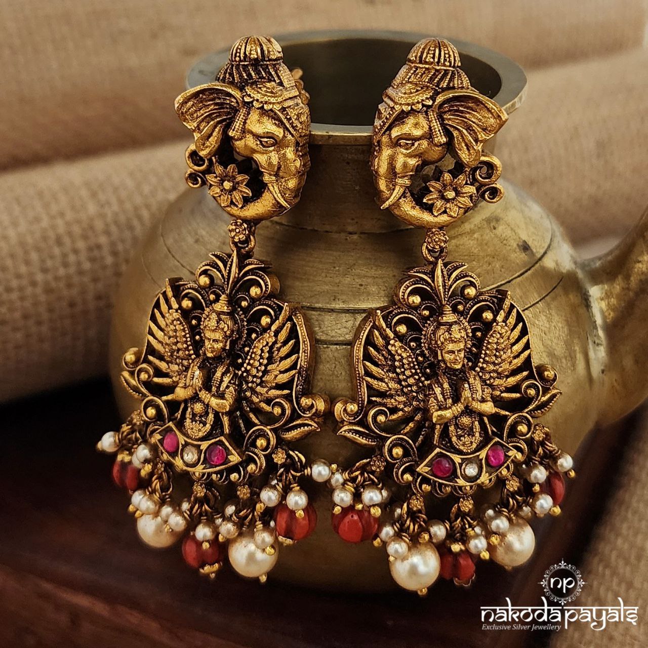 Ganesha Kundan Earrings (Ge9036) – Nakoda Payals
