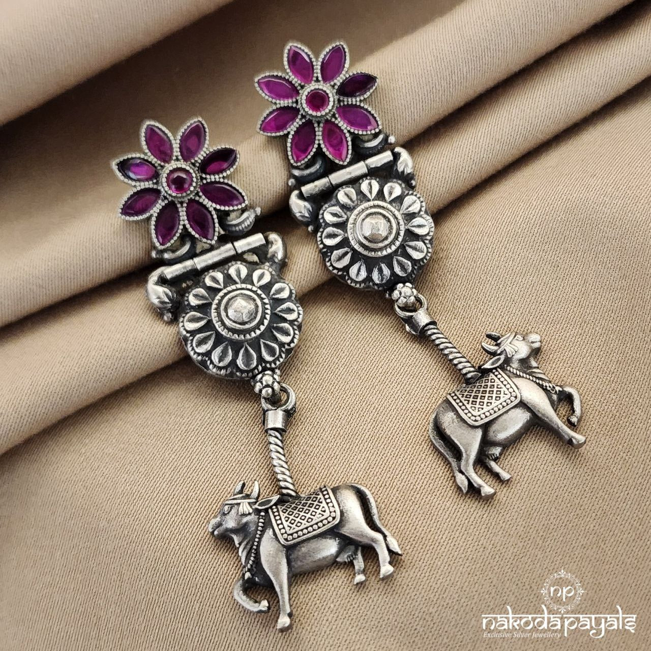 Pink Cow Drop Earrings (C3057)