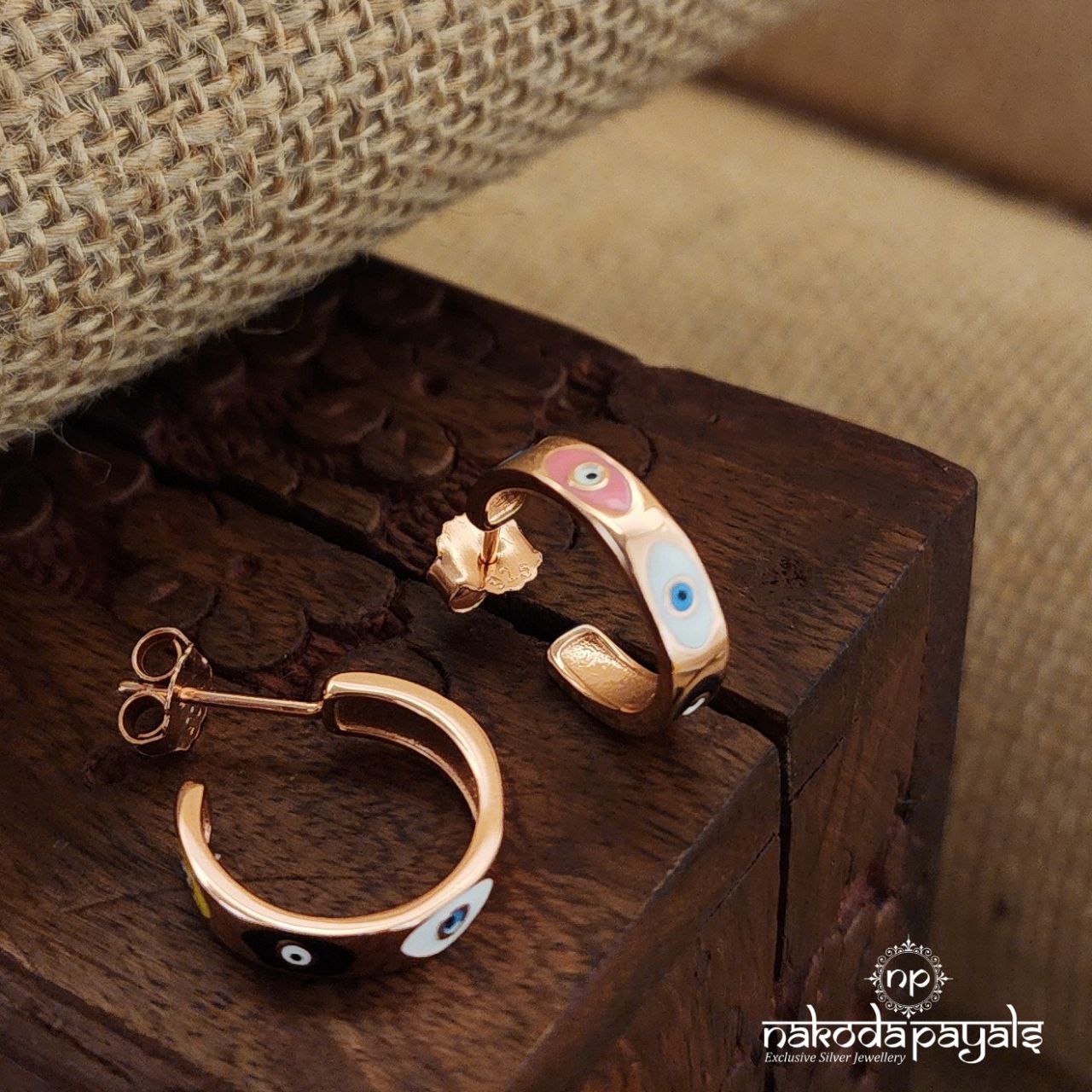 MultiColor Eye Rose Gold Earrings (St3105)