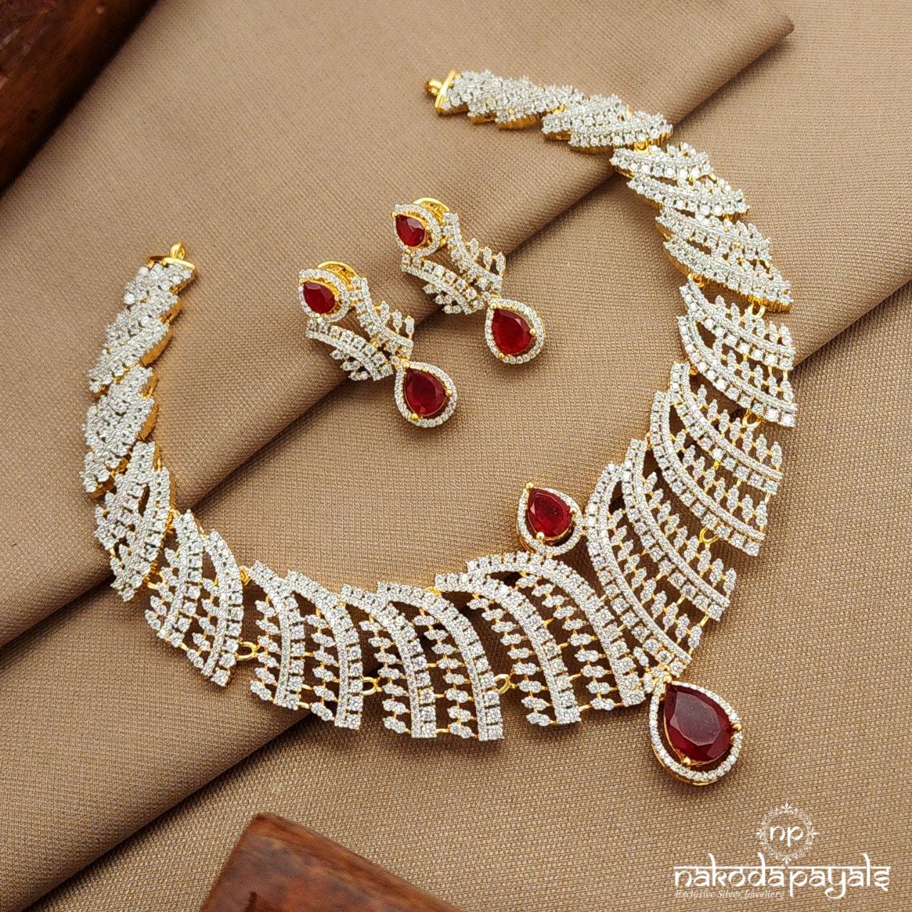 Rubu CZ Neckpiece With Earrings (Gn9888)