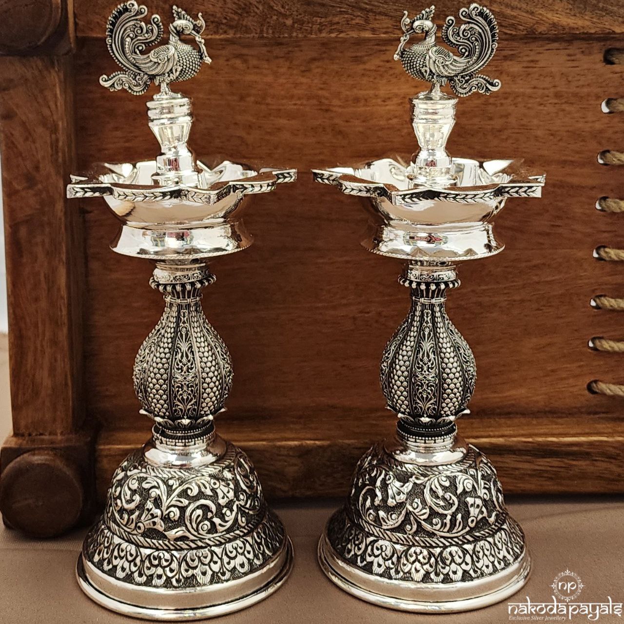 Traditional Peacock 8' Deepam Pair (Aa2201)