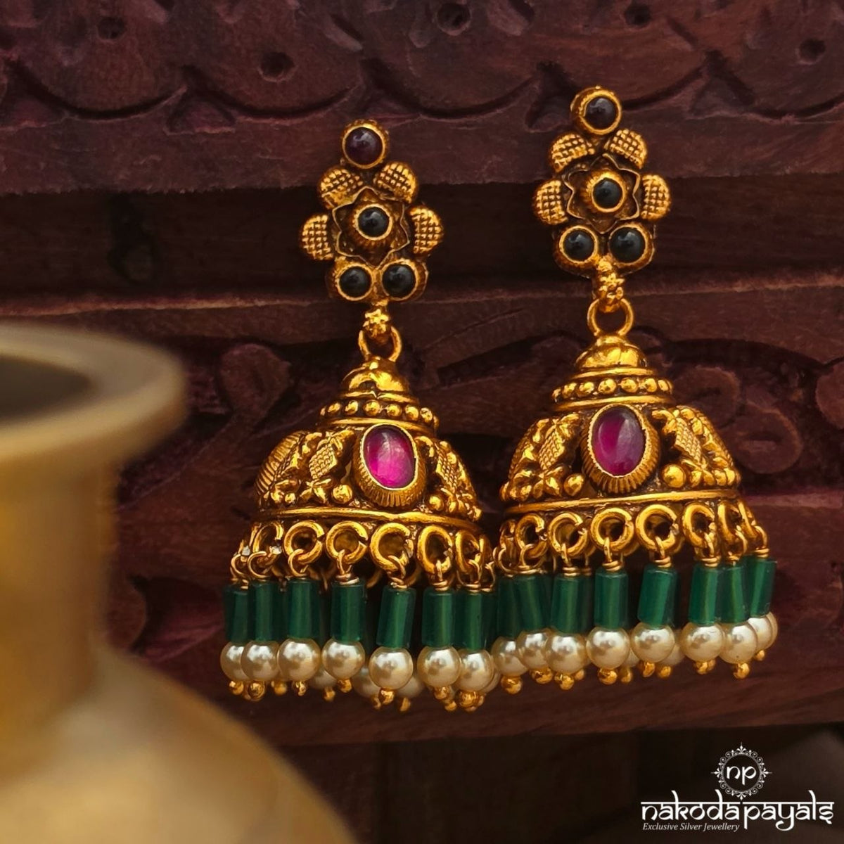 Kemp Floral Jhumka (Ge11583)