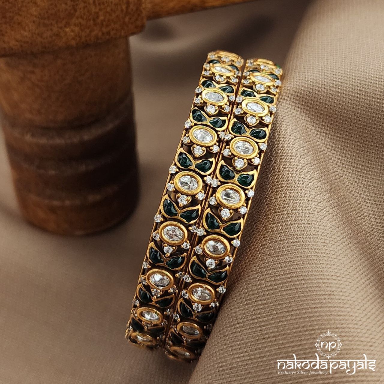 Green Leafy Bangle Pair (2.4) (Gk3200)