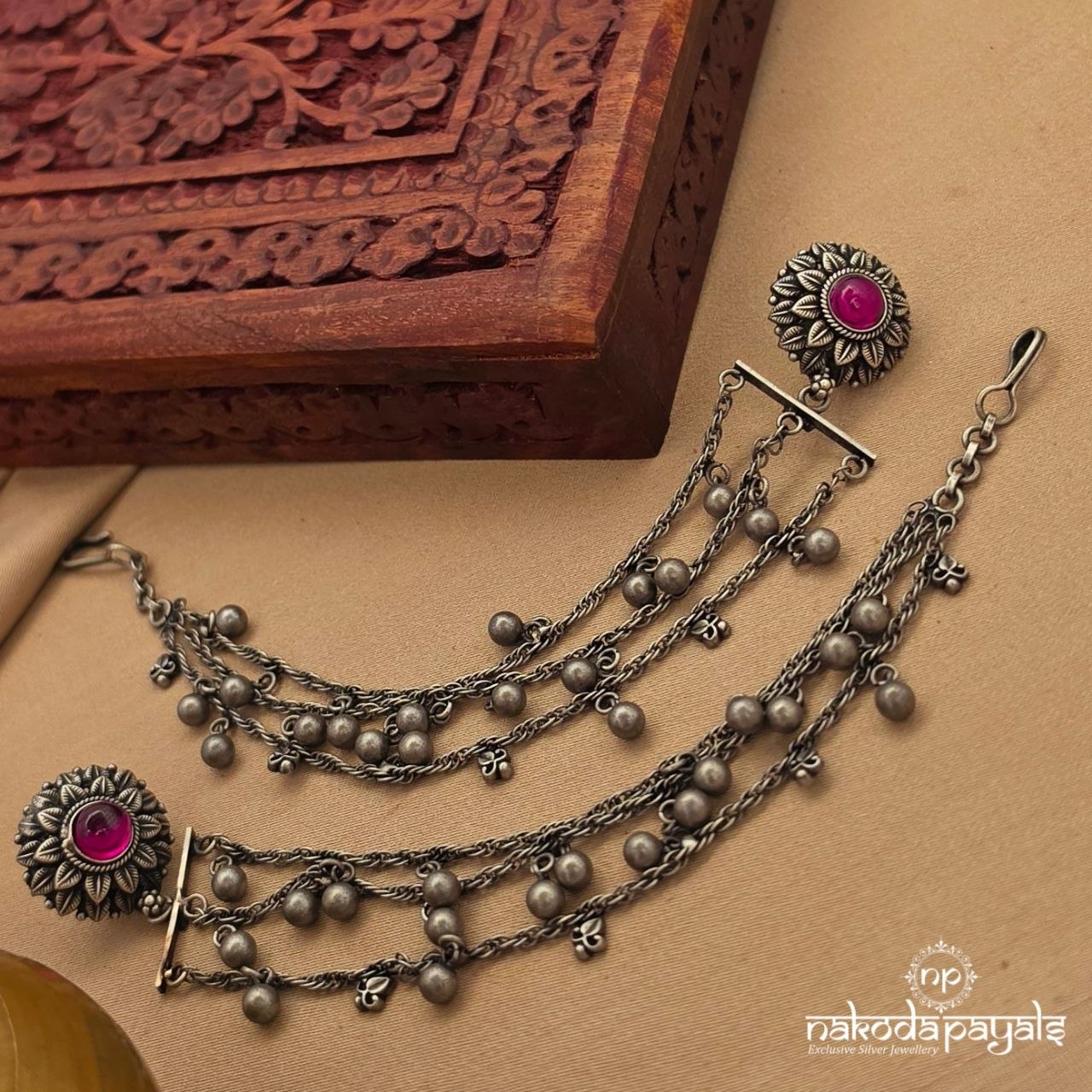 Pink Leafy Stud With Maati (M0476)