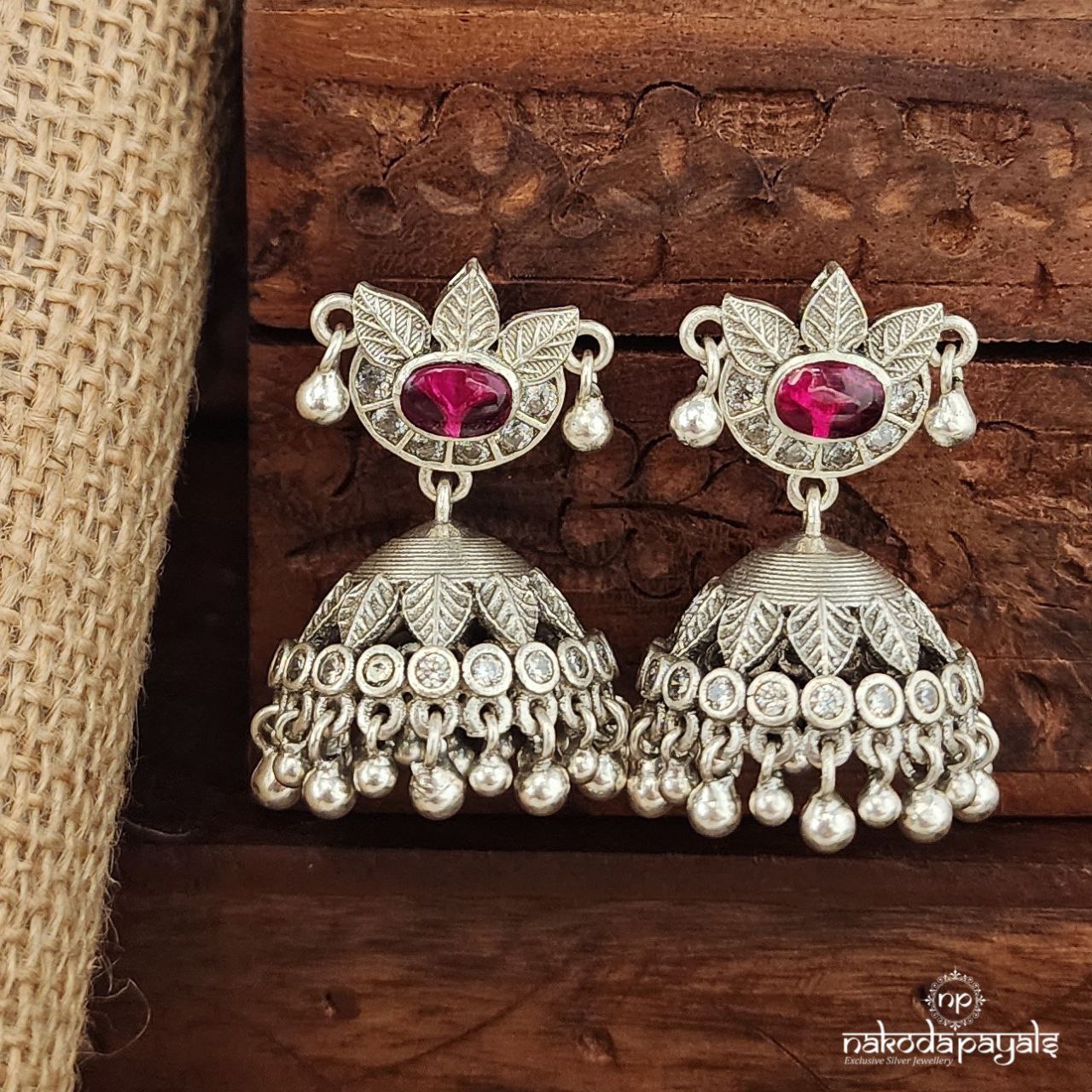 Red Leafy Jhumka (J1370)