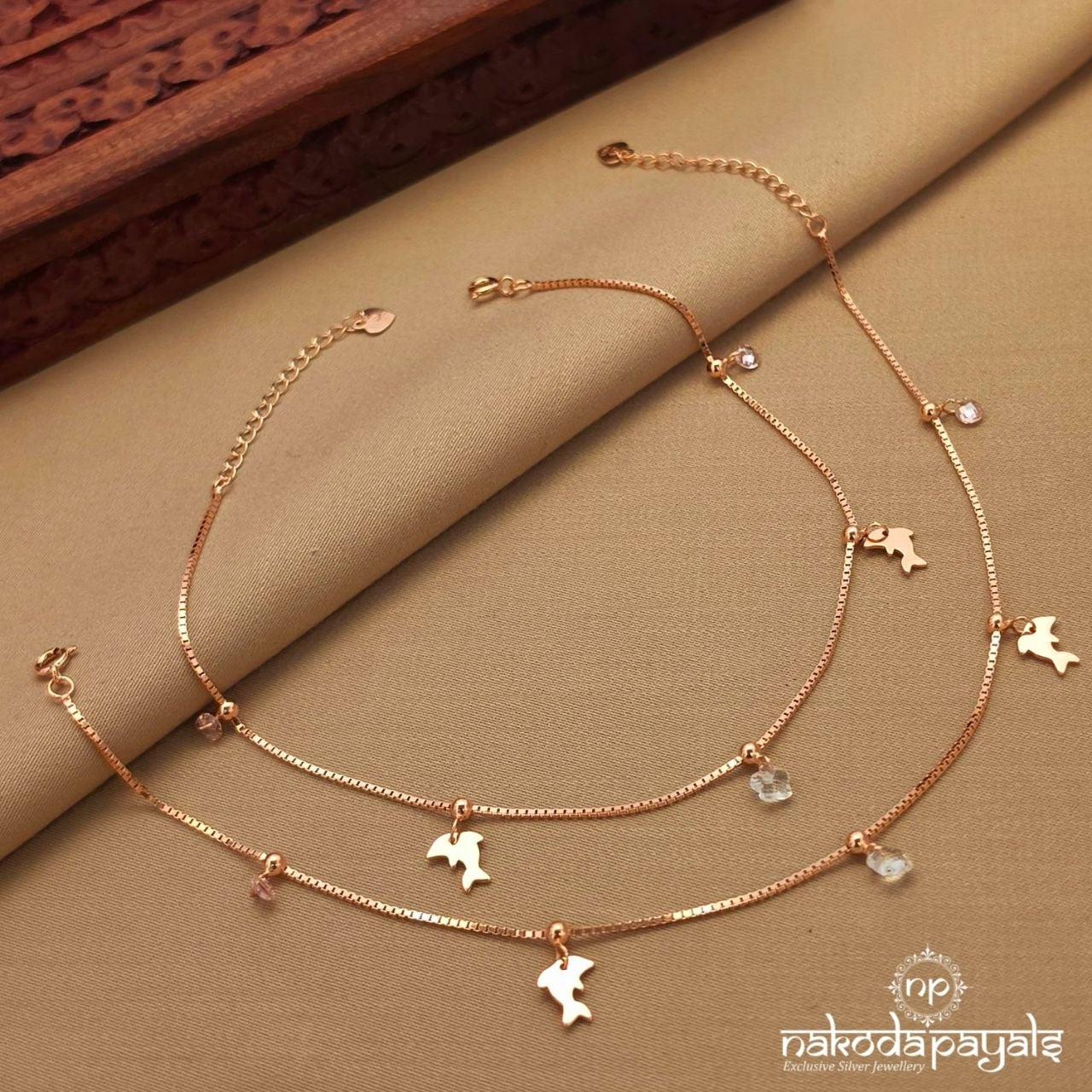 Rose Gold Dolphin Anklet (A6860)