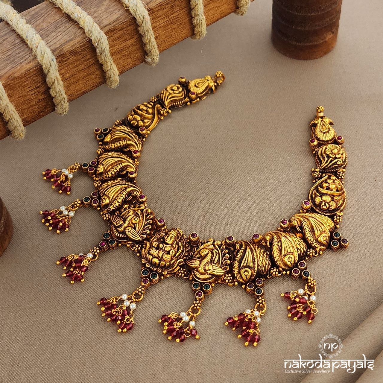 Peacock Lakshmi Pink Drop Neckpiece (Gn9331)