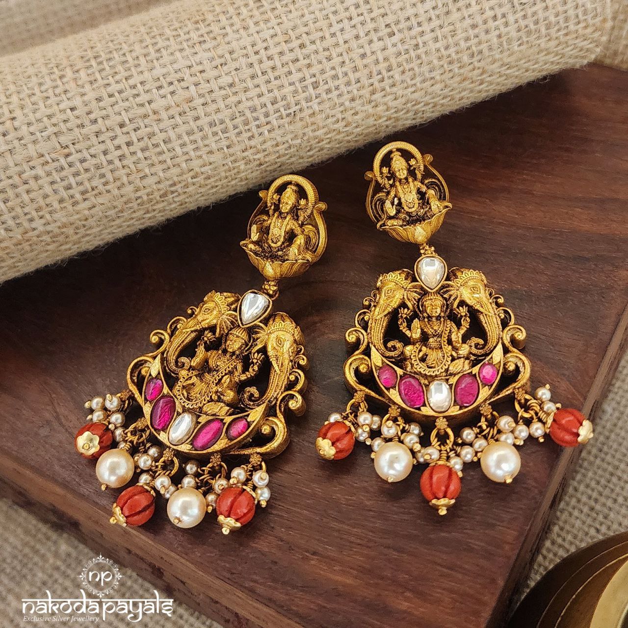 Ganesha Lakshmi Earrings (Ge8653)