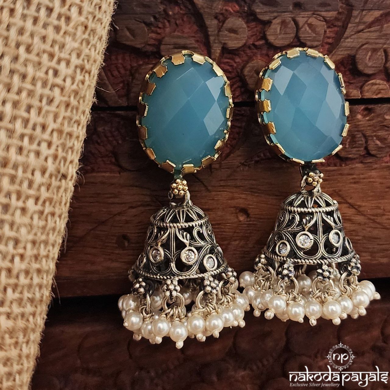 Dual Tone Blue Jhumka (J1504)