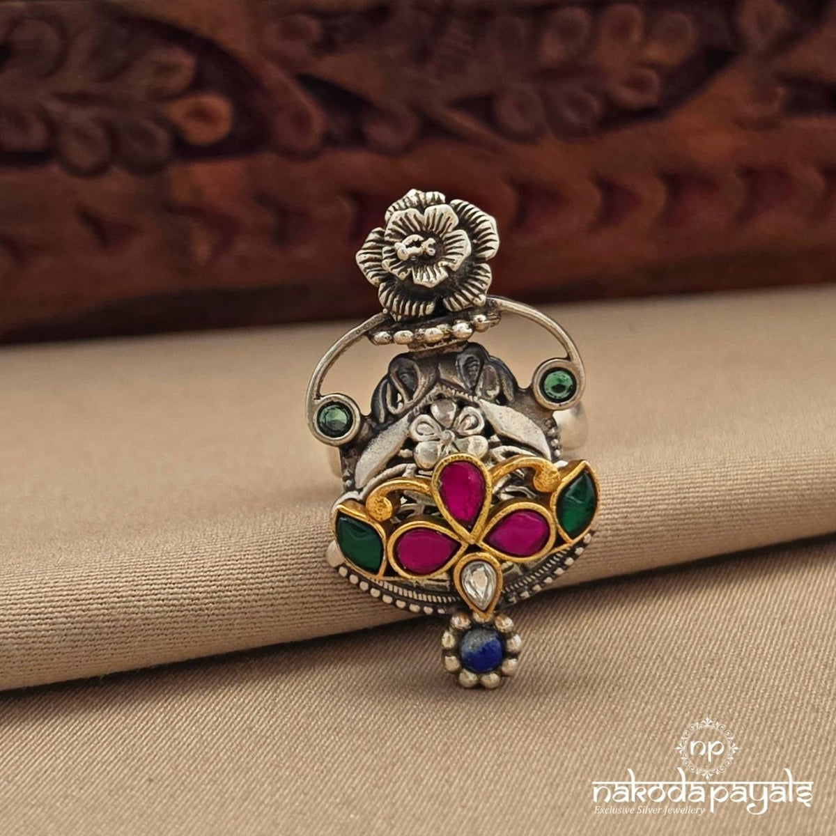 Floral Kundan Finger Ring (F3035)
