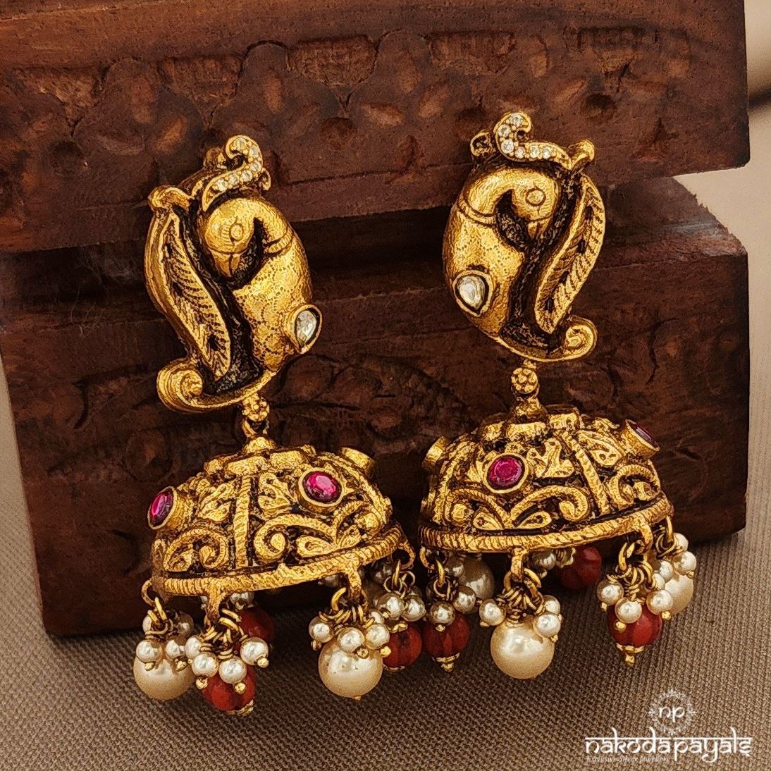 CZ Pearled Drop Jhumka (Ge10324)