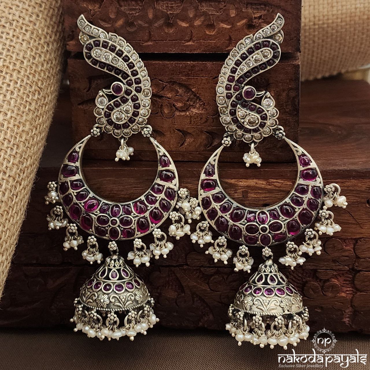 Peacock Glow Pink Big Jhumka (J1508)