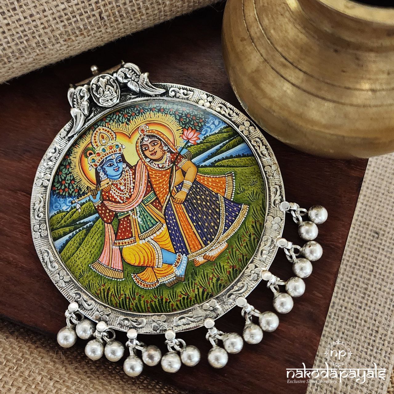 Lord Radhakrishnan Painted Pendant (P2322)