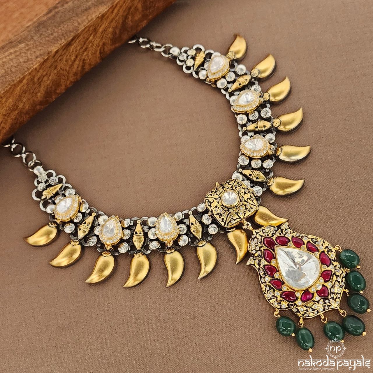 Moissanite Grace Kundan Dual Tone Neckpiece (Gn9257)