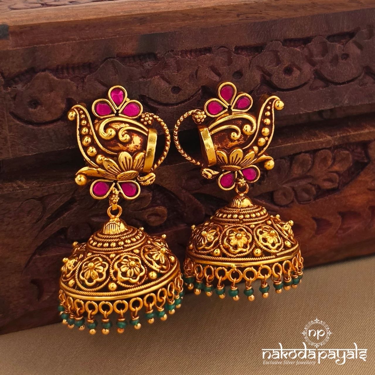 Exclusive Pink Floral Jhumka (Ge11257)