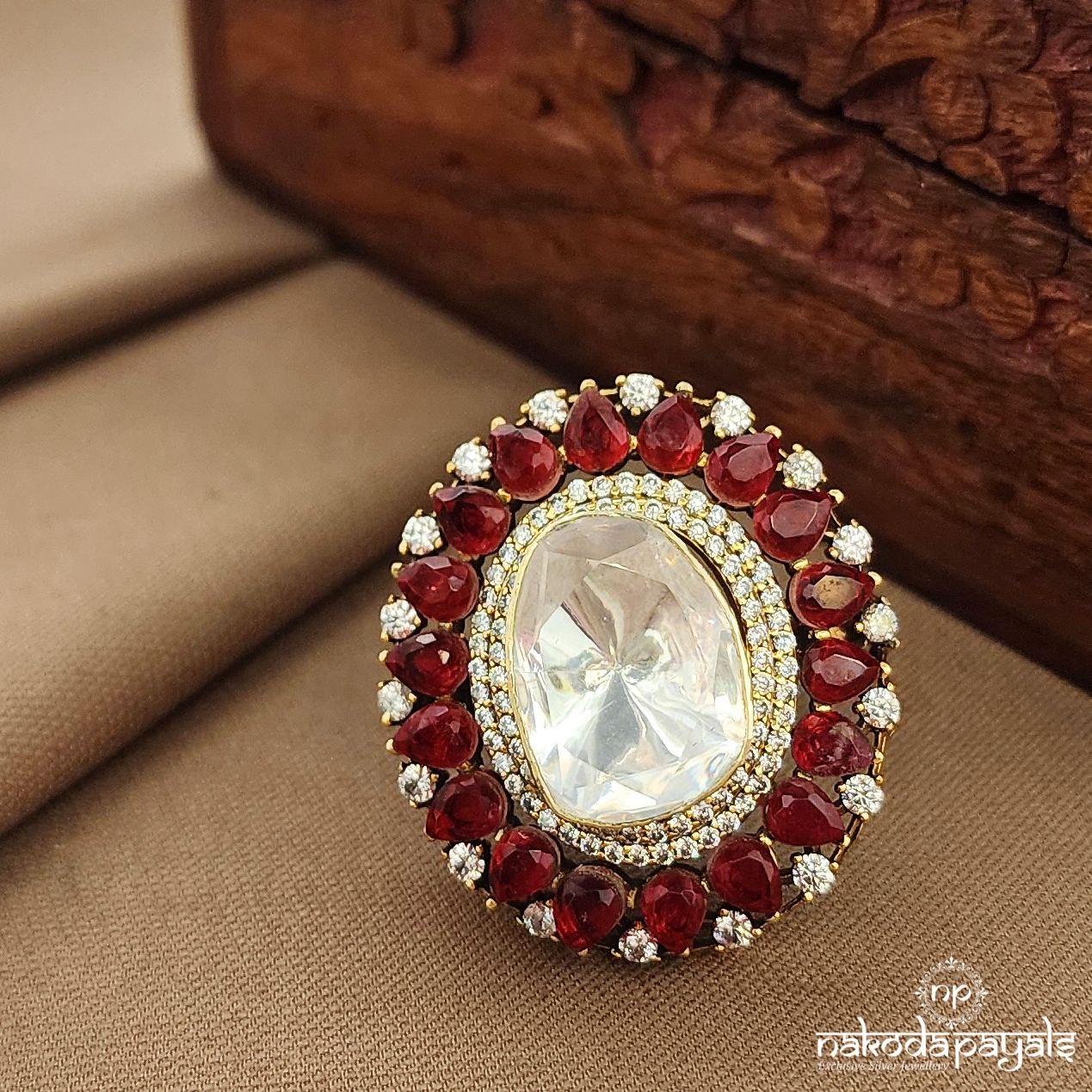 Pink Drop Moissanite Finger Ring (F2908)