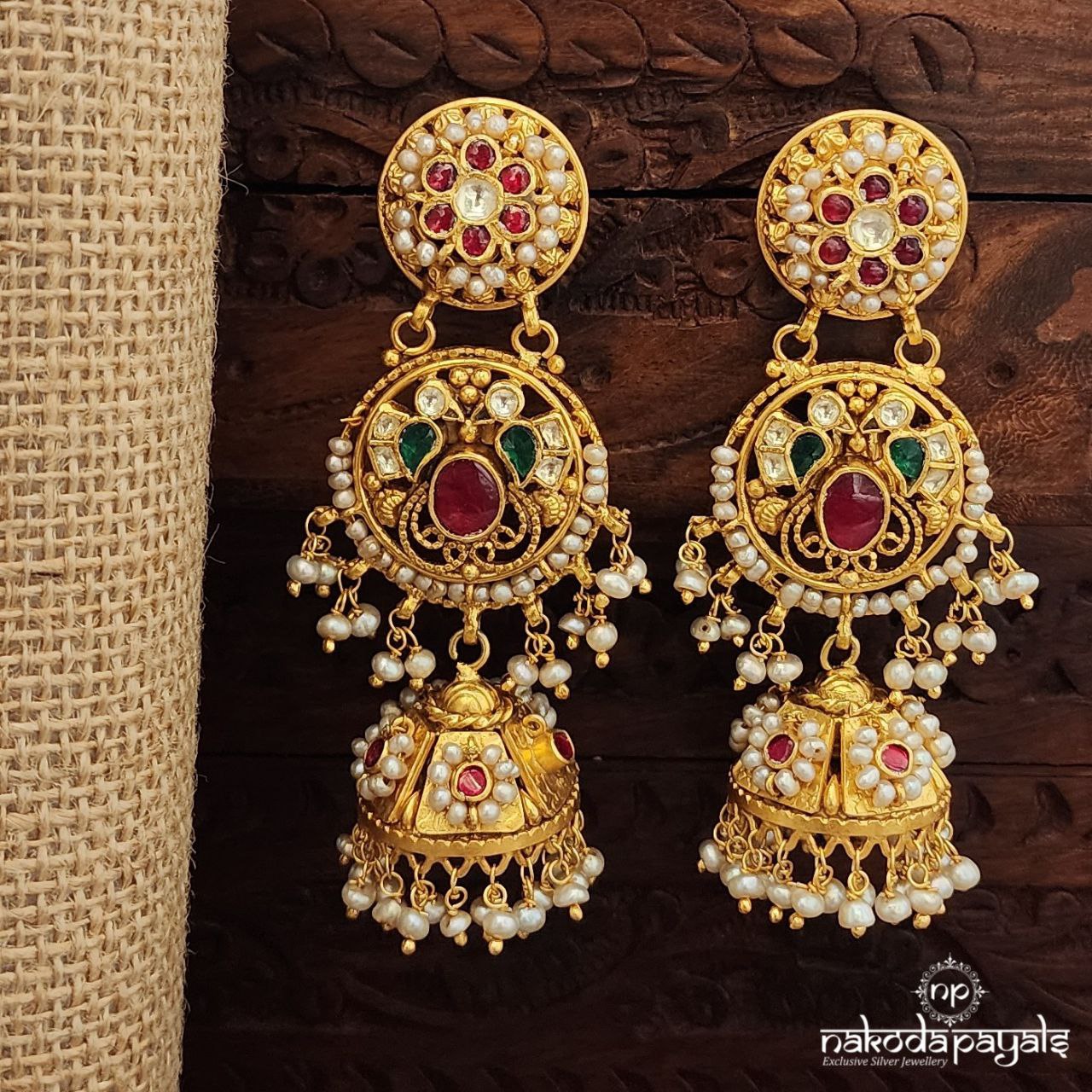 Pearled Kundan Circular Earrings (Ge9911)