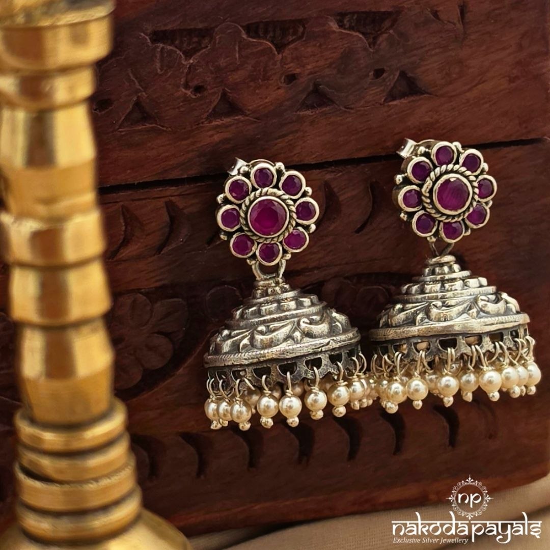 Floral Oxidised Jhumka (J1744)