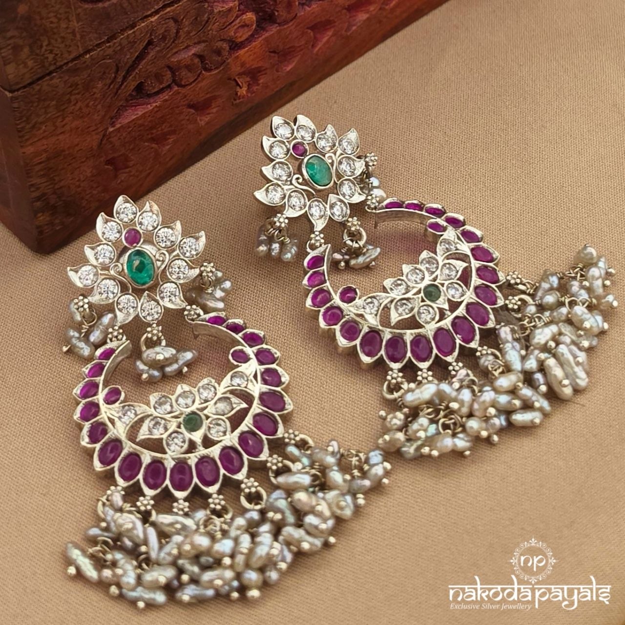 Pinkish Pearly Chandbali (C4235)