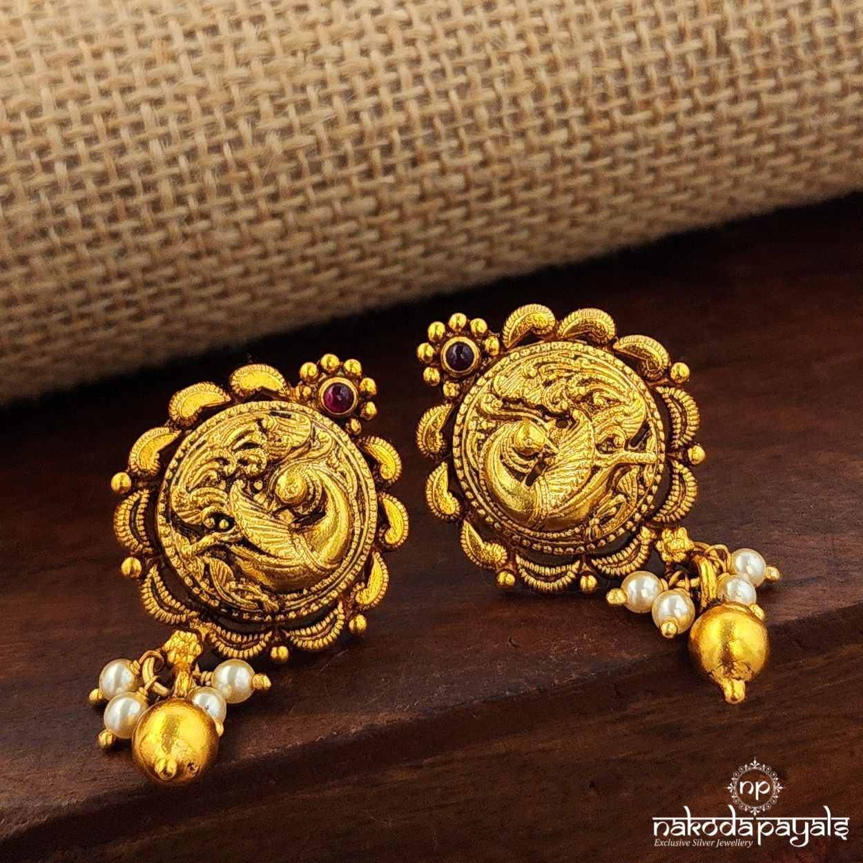 Peacock Circular Dot Studs (Ge10194)