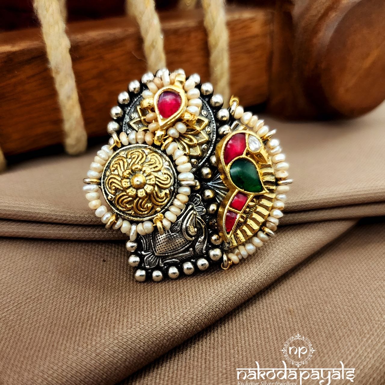 Kundan Peacock Finger Ring (F2930)