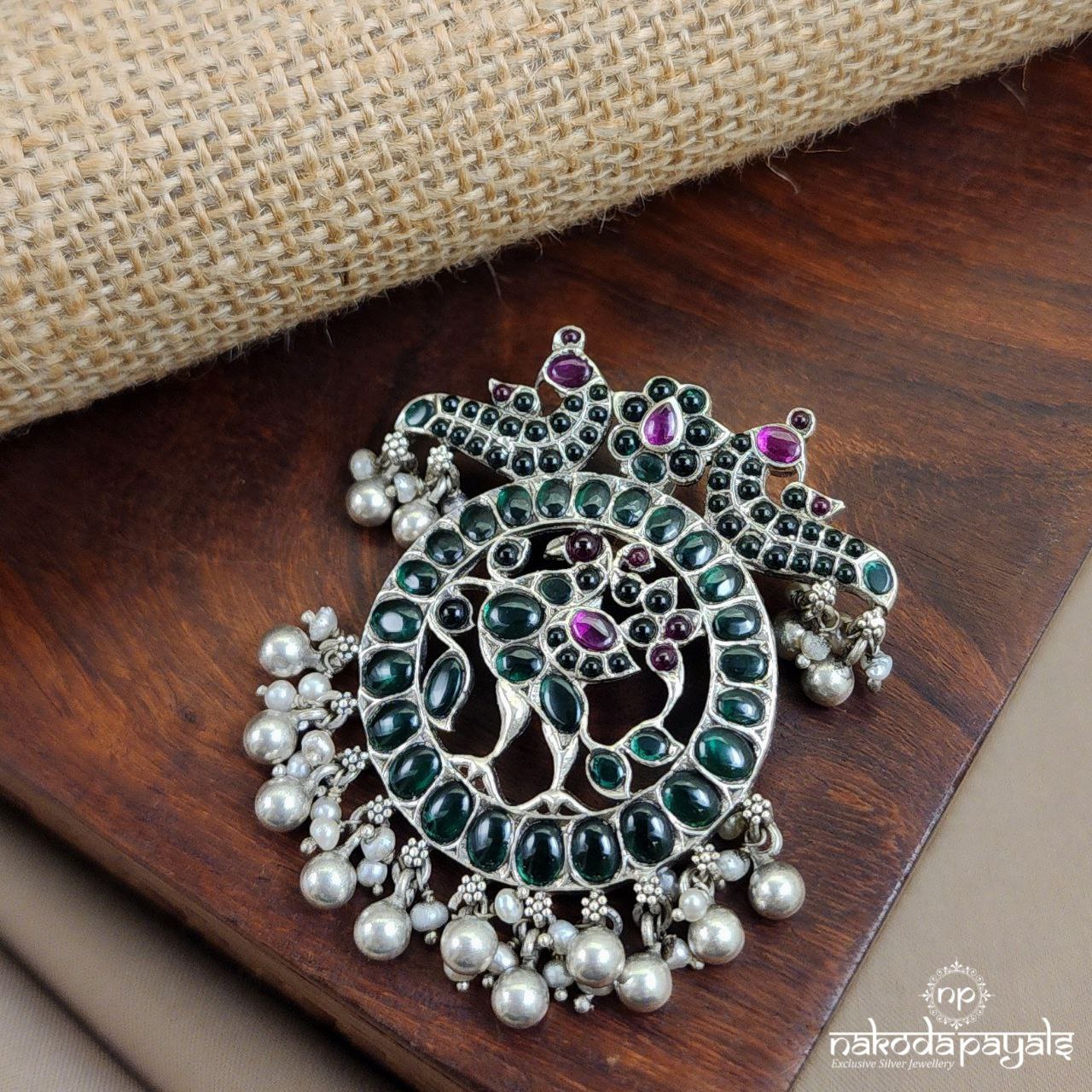 Green Twin Peacock Pendant (P2395)