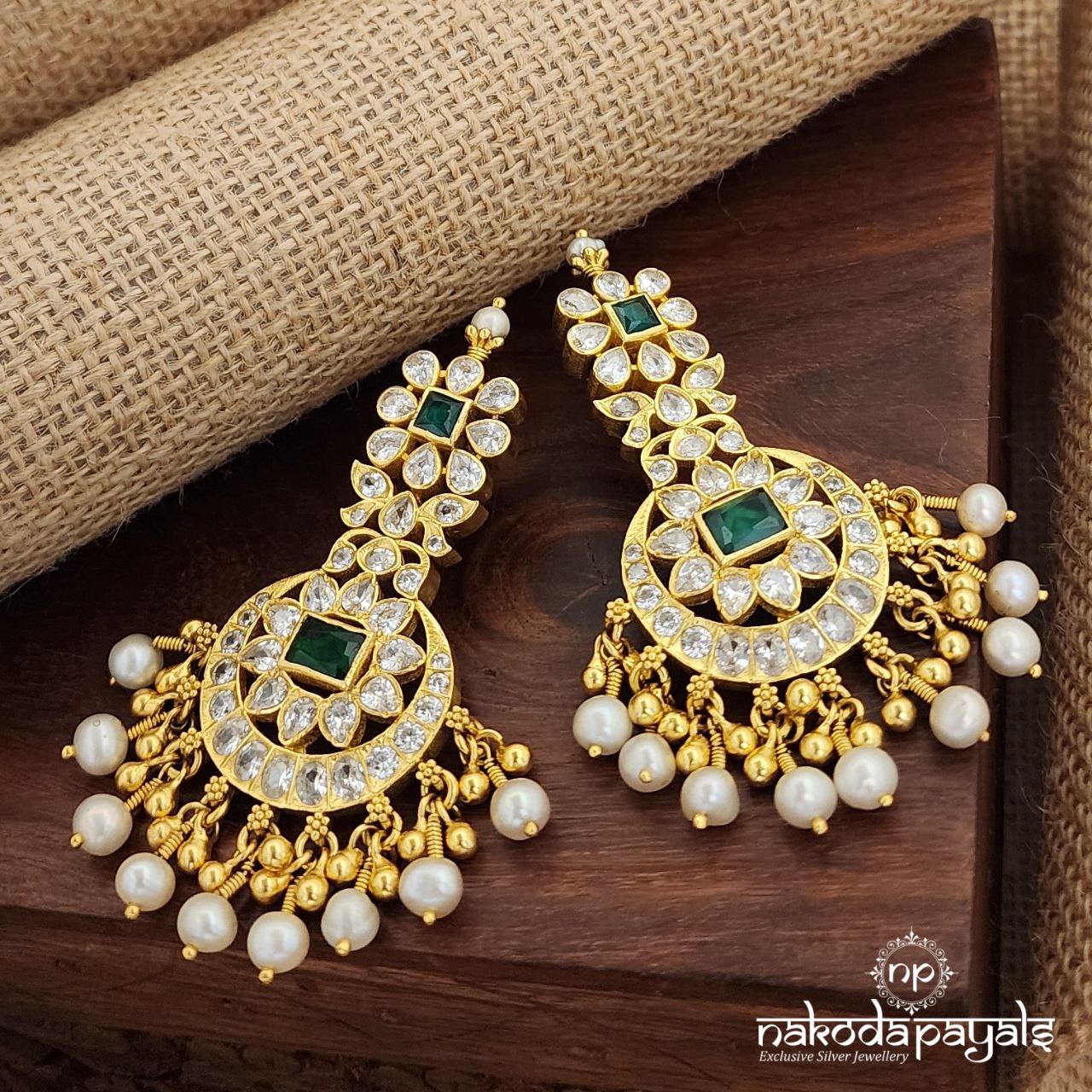 Emerald Green Bright Chandbali (Ge8289)