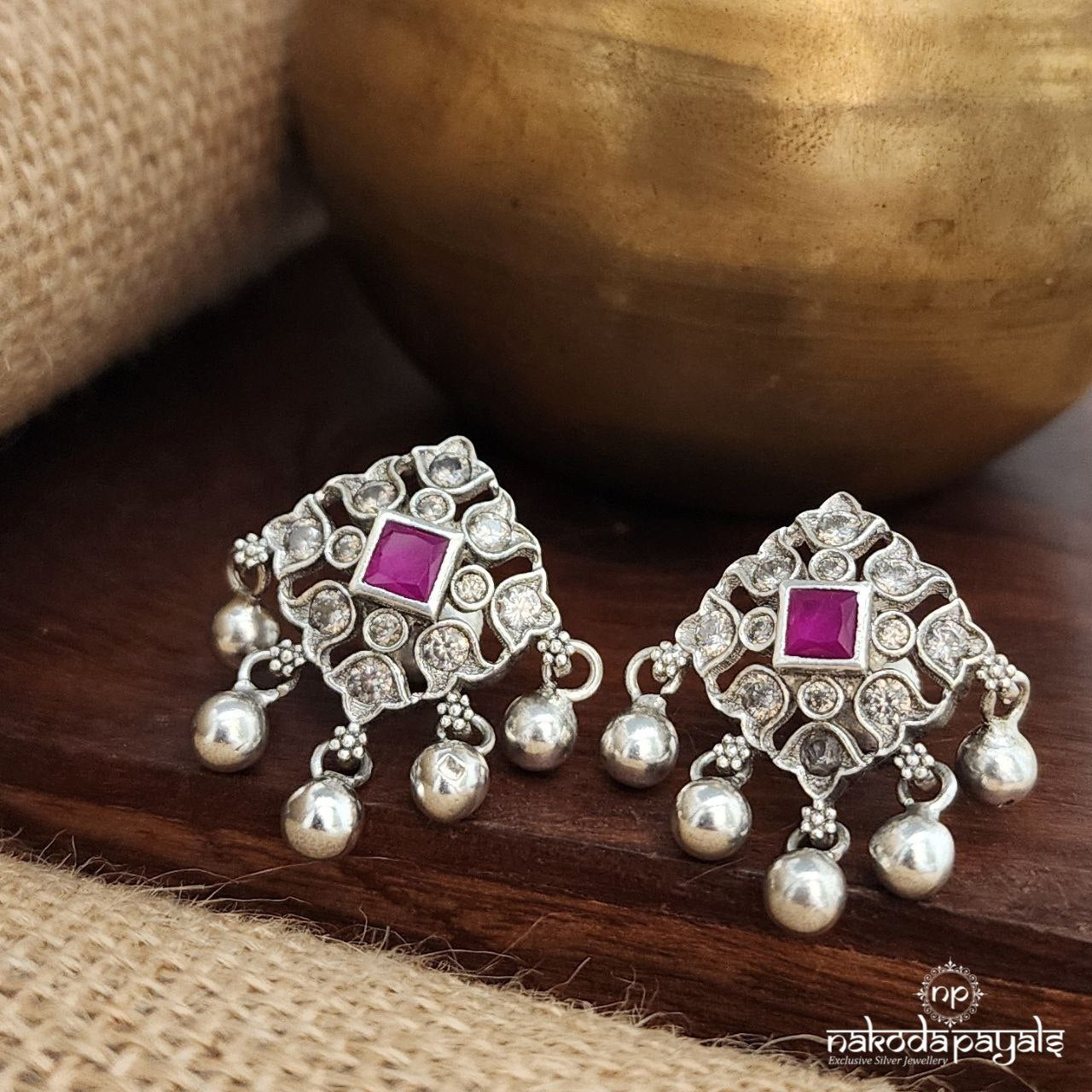 Squarish Pink Studs (S3626)