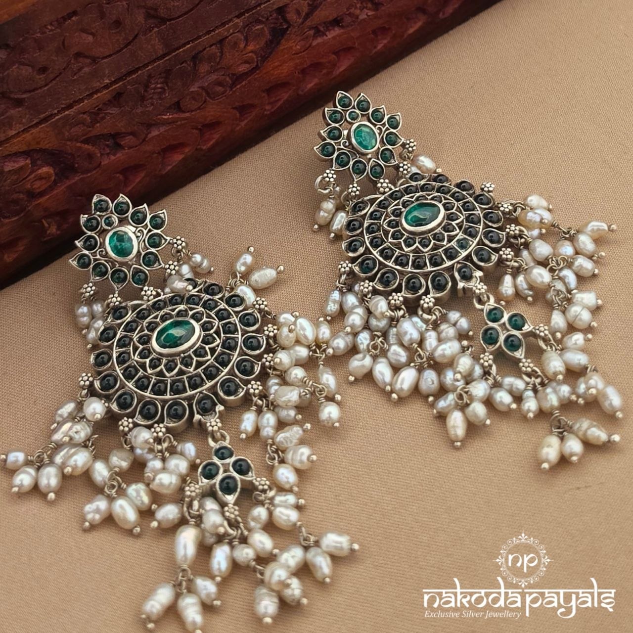Greenish Pearly Chandbali (C4234)