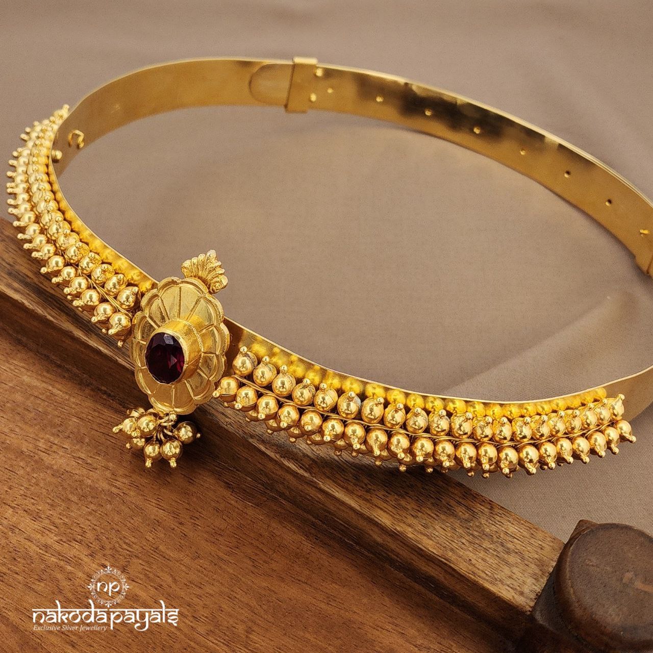 Oval Ruby Ball Drop Daab With Belt (D0257)