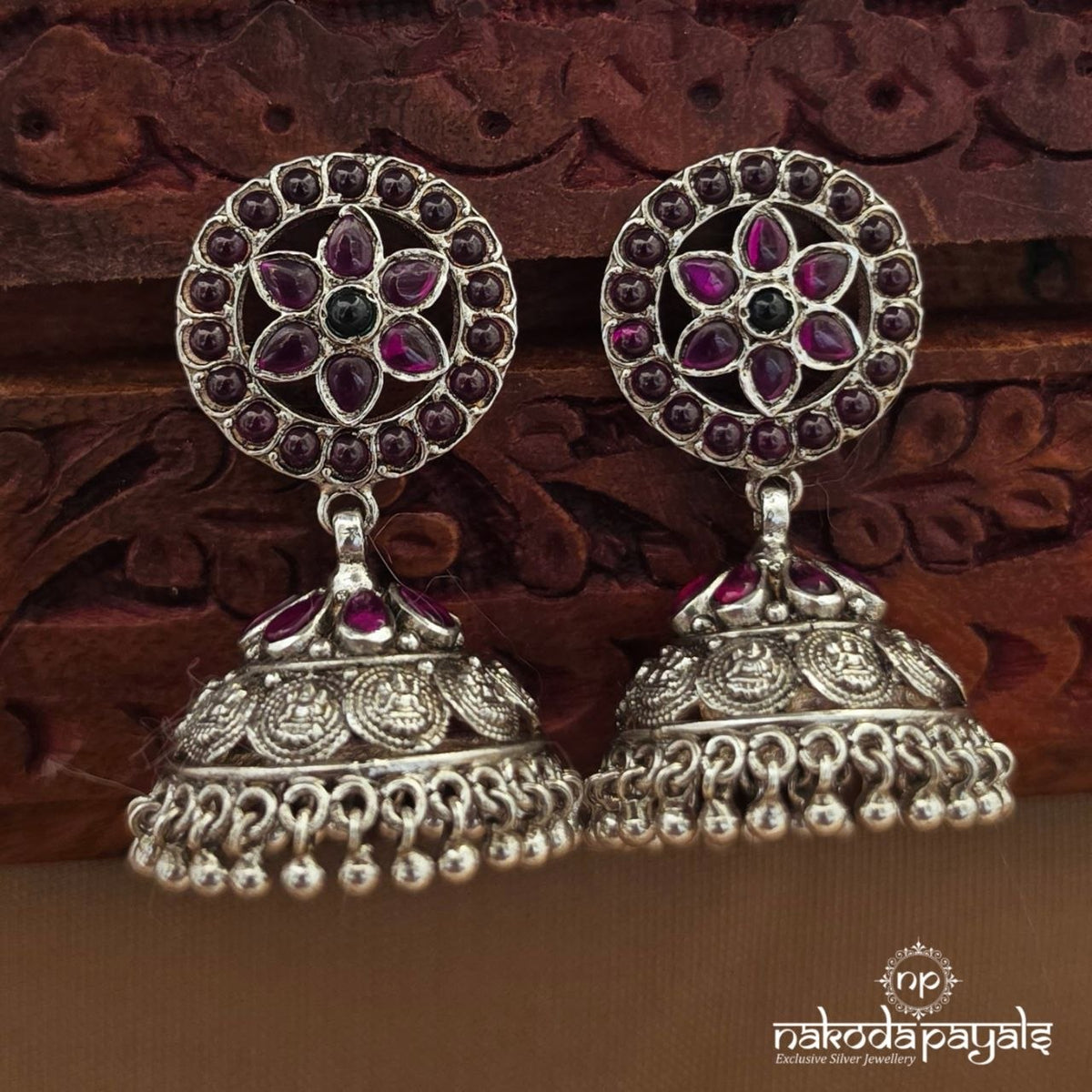 Circular Pink Floral Jhumka (J1864)