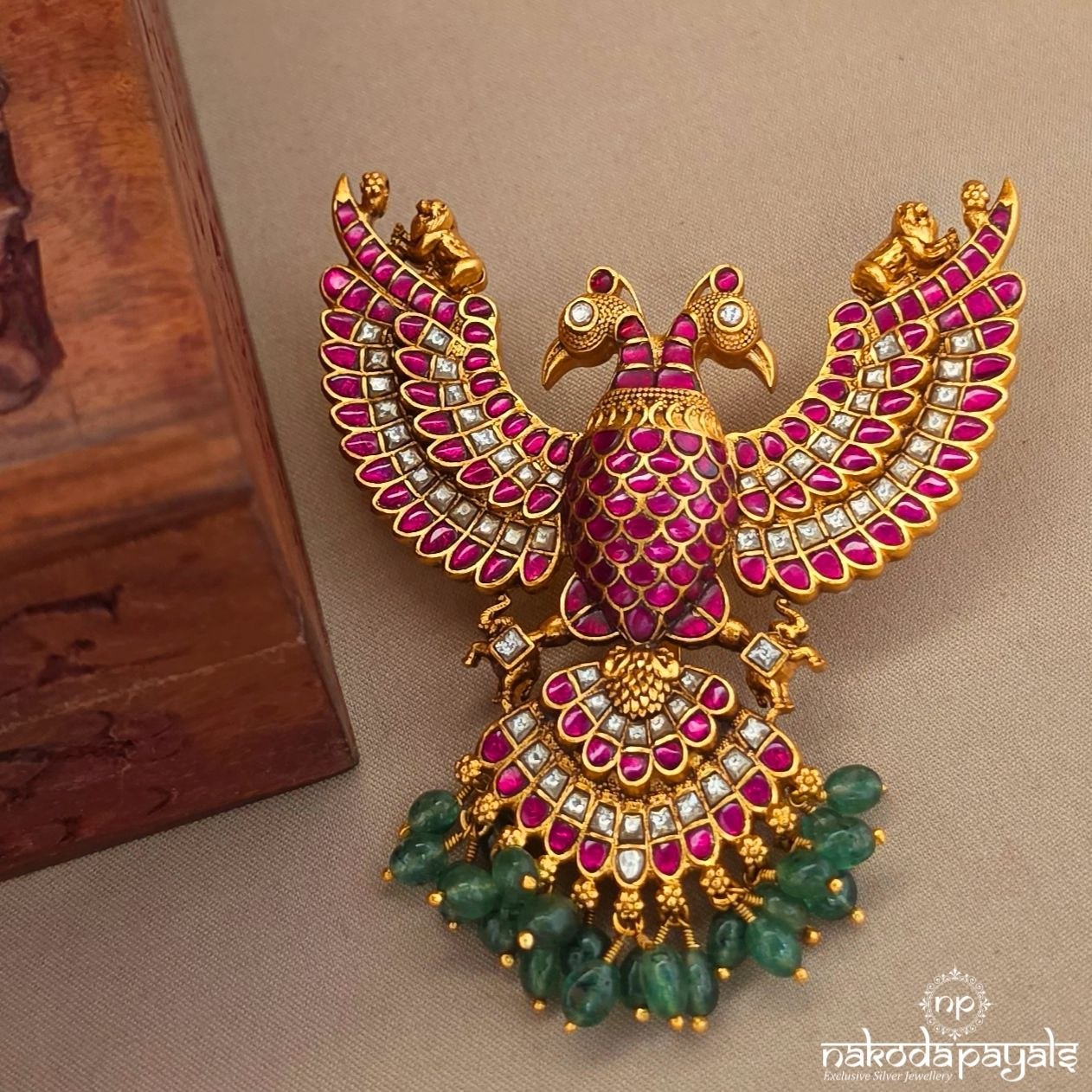 Exclusive Pink Gandaberunda Kundan Pendant (Gp2528)