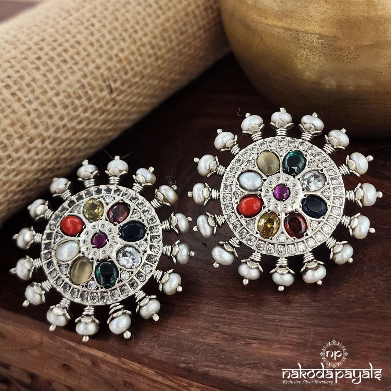 Coruscating Navaratna Studs (S3474)