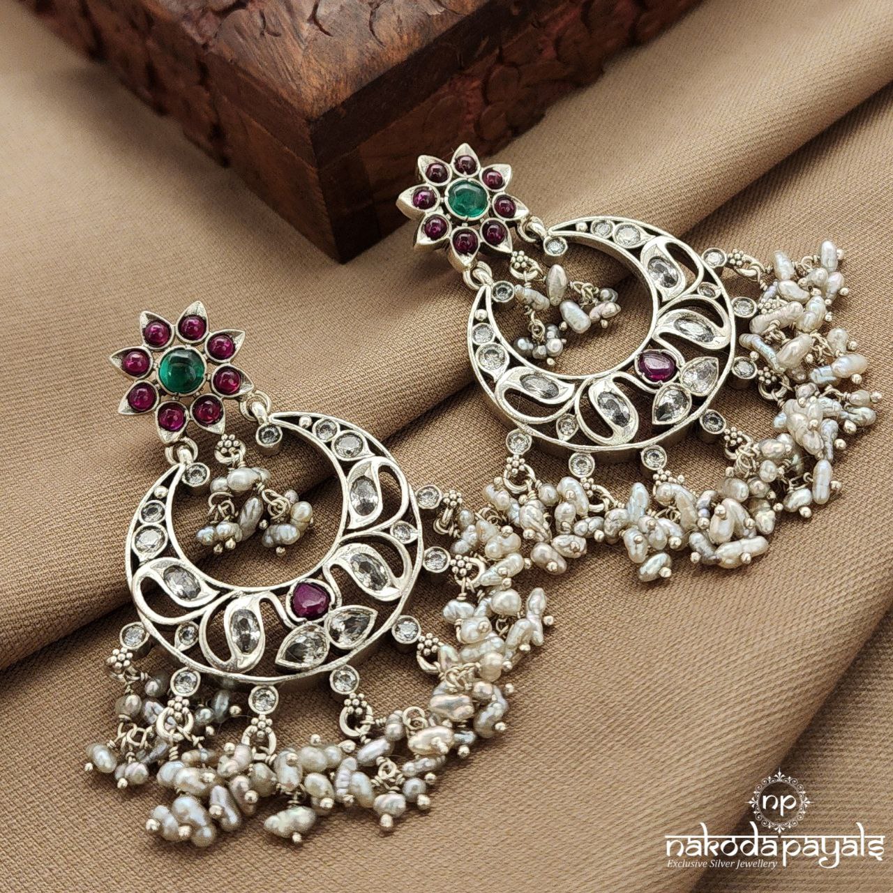 Floral Pearled Drop Earrings (C3840)