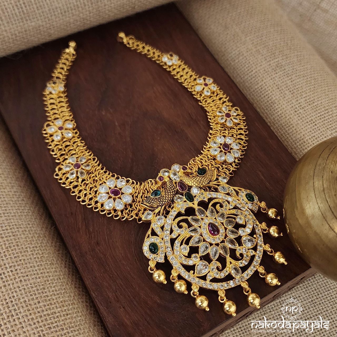 Twin Peacock Interlink Neckpiece (Gn8369)