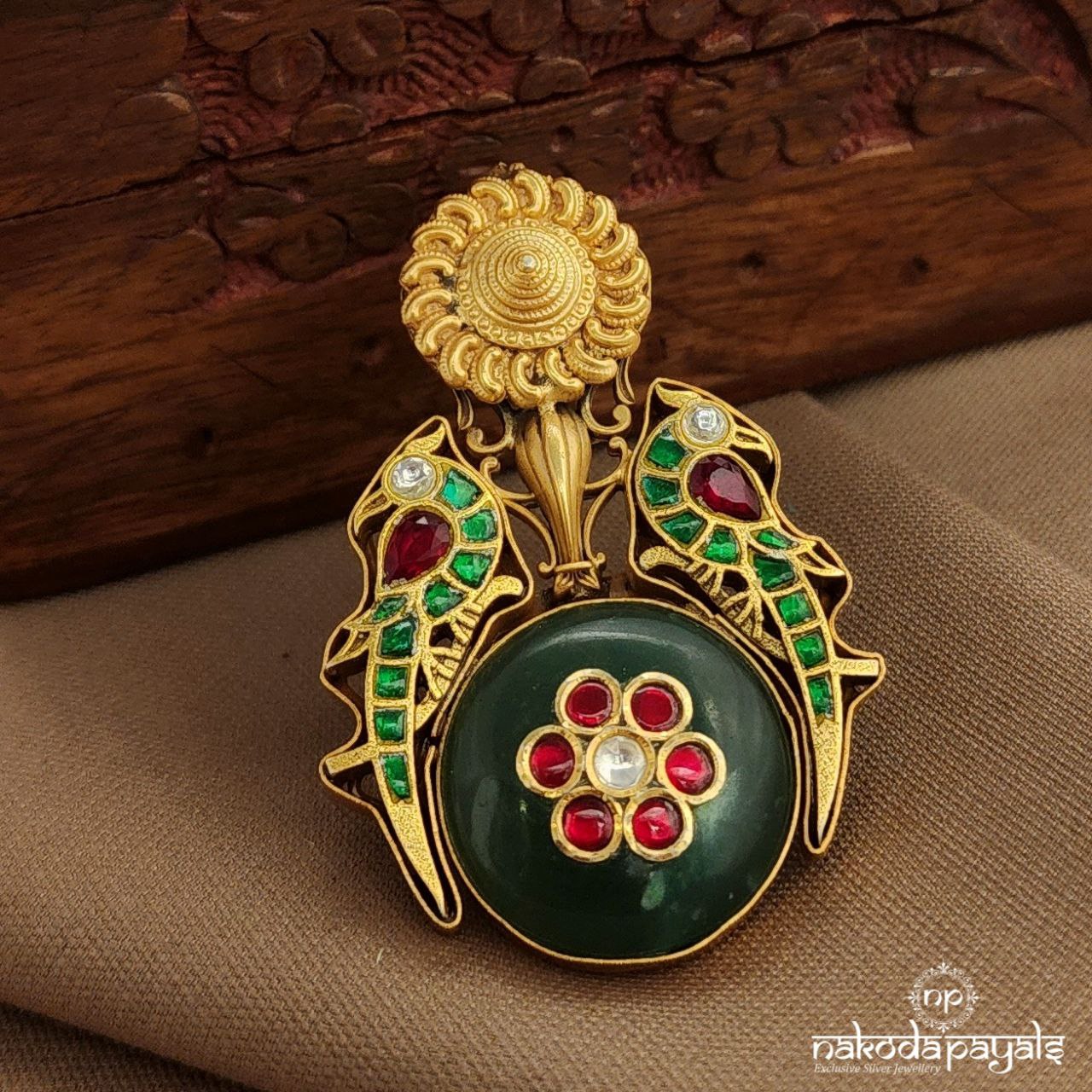 Twin Peacock Kundan Finger Ring (F2911)
