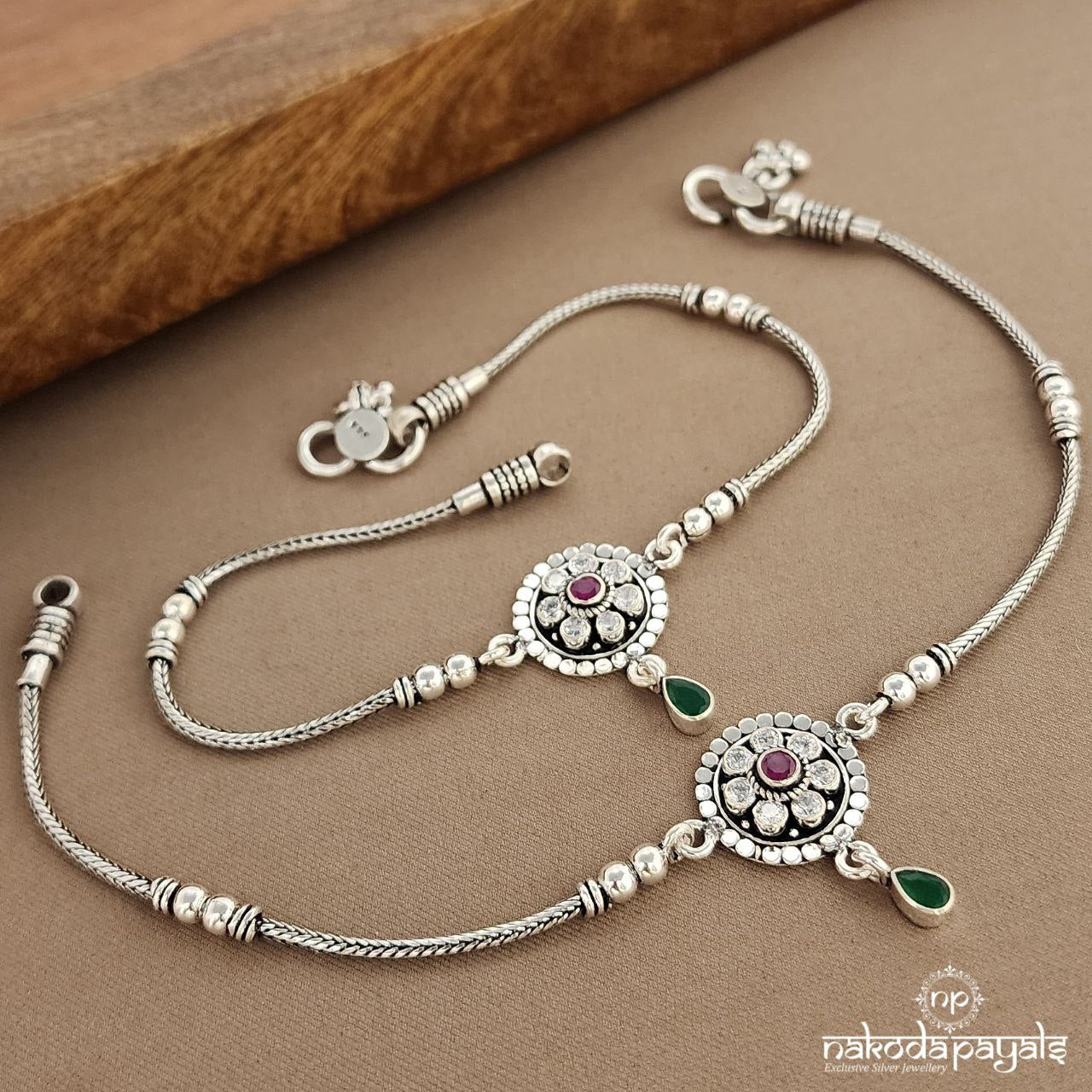 Dotted Pink Dot Flower Anklets (A6602)