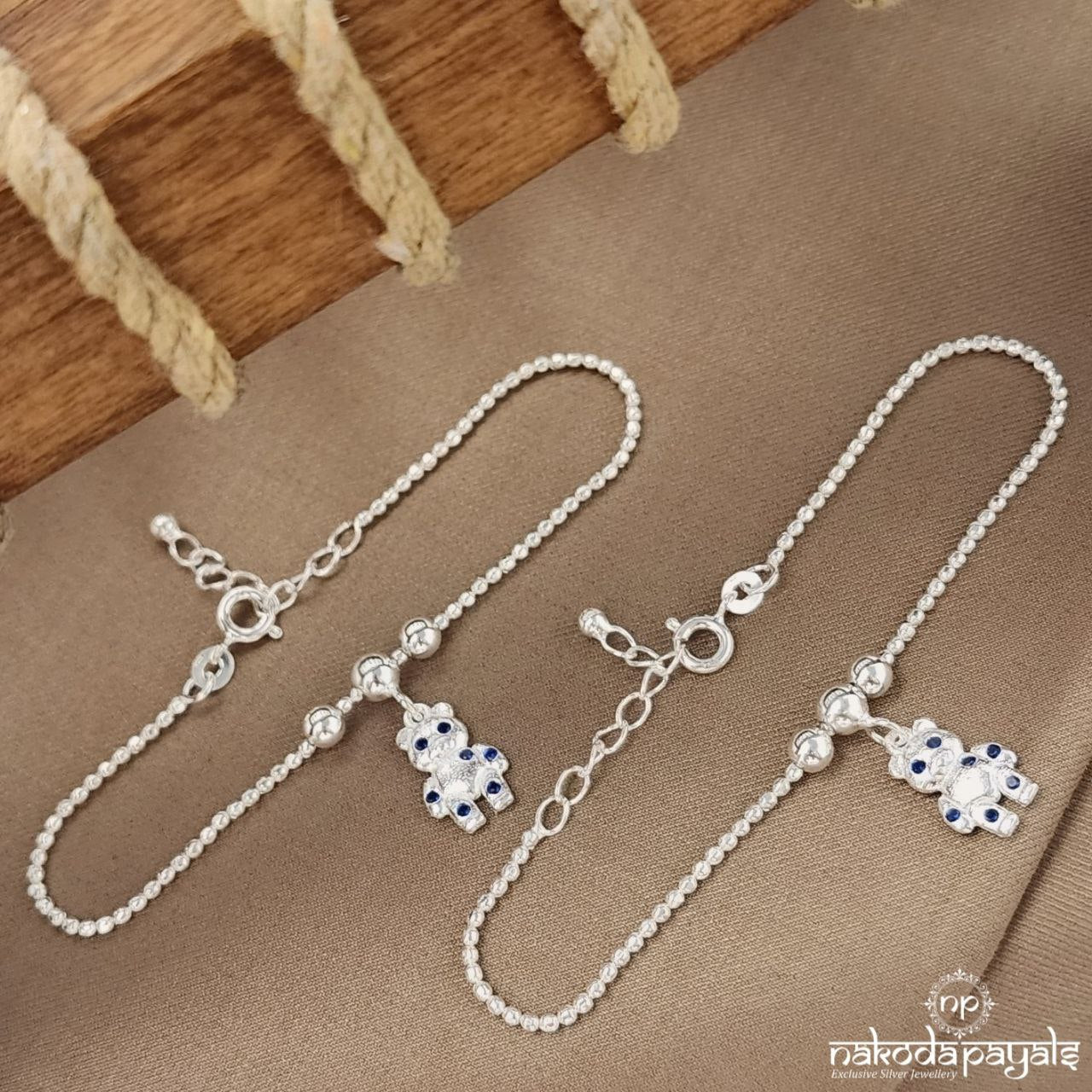 Blue Teddy Drop Kids Anklets (Ka9401)